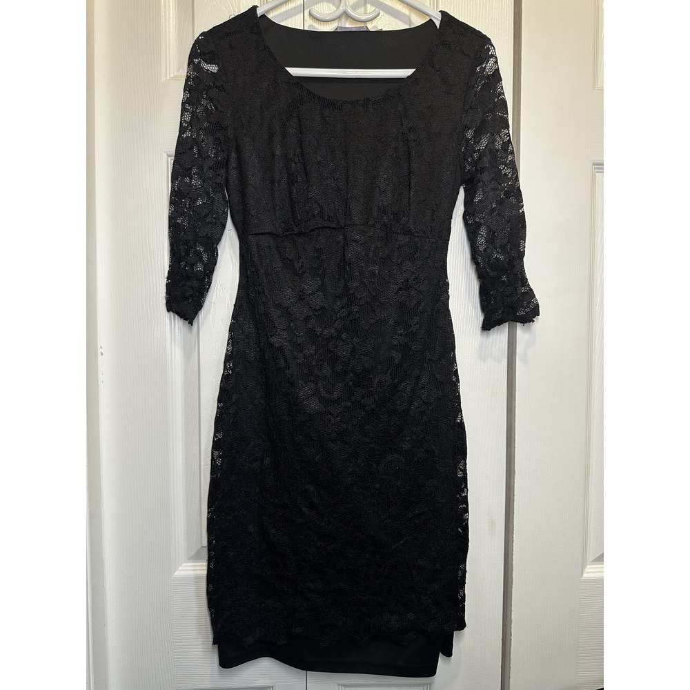 Maternity 1901 Black Lace ¾ Sleeve Sheath Dress #122
